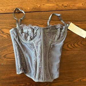 Urban Outfitters Blue/Gray Lace Corset Top